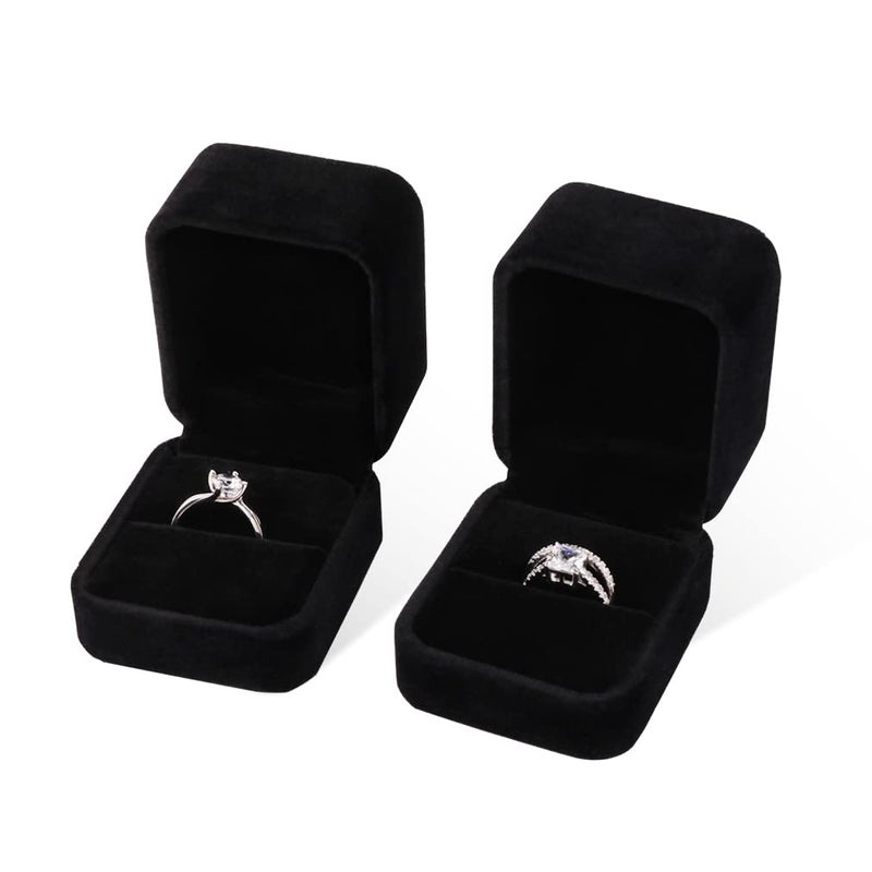 iSuperb 2 Pieces Velvet Ring Box Classic Jewelry Gift Boxes for Engagement, Proposal, Anniversary, Bridal Party Decor - Image 4